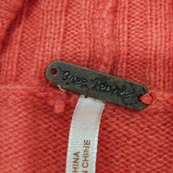 Free People Poppy Cashmere Turtleneck Sweater XS Geranium Ribbed Mock Neck - Picture 10 of 12